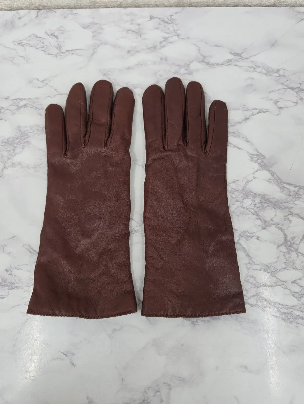 Preston & York Brown Leather Driving Gloves with Cashmere Lining